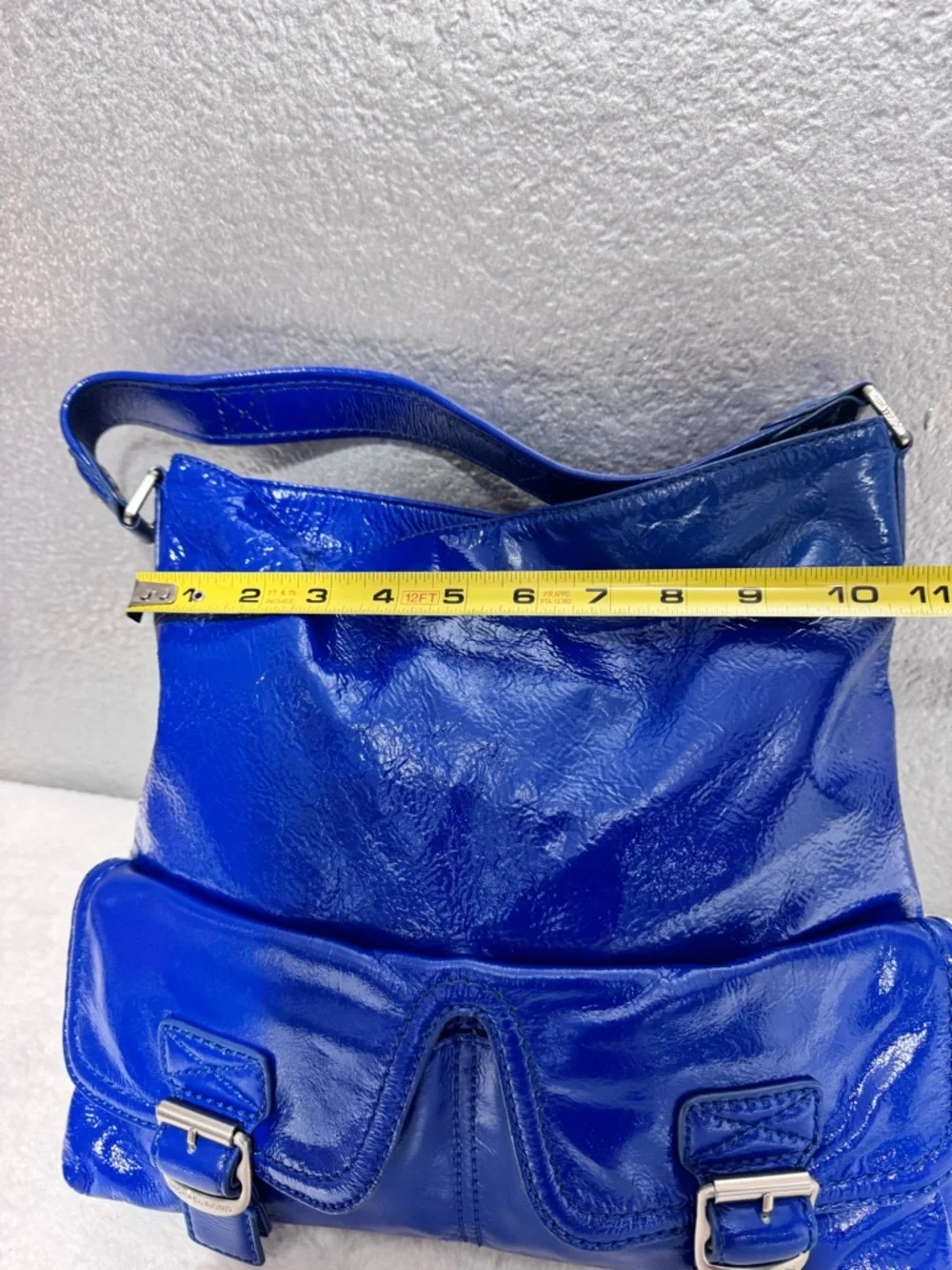 Patent Leather Shoulder Bag in Cobalt Blue - Picture 3 of 17